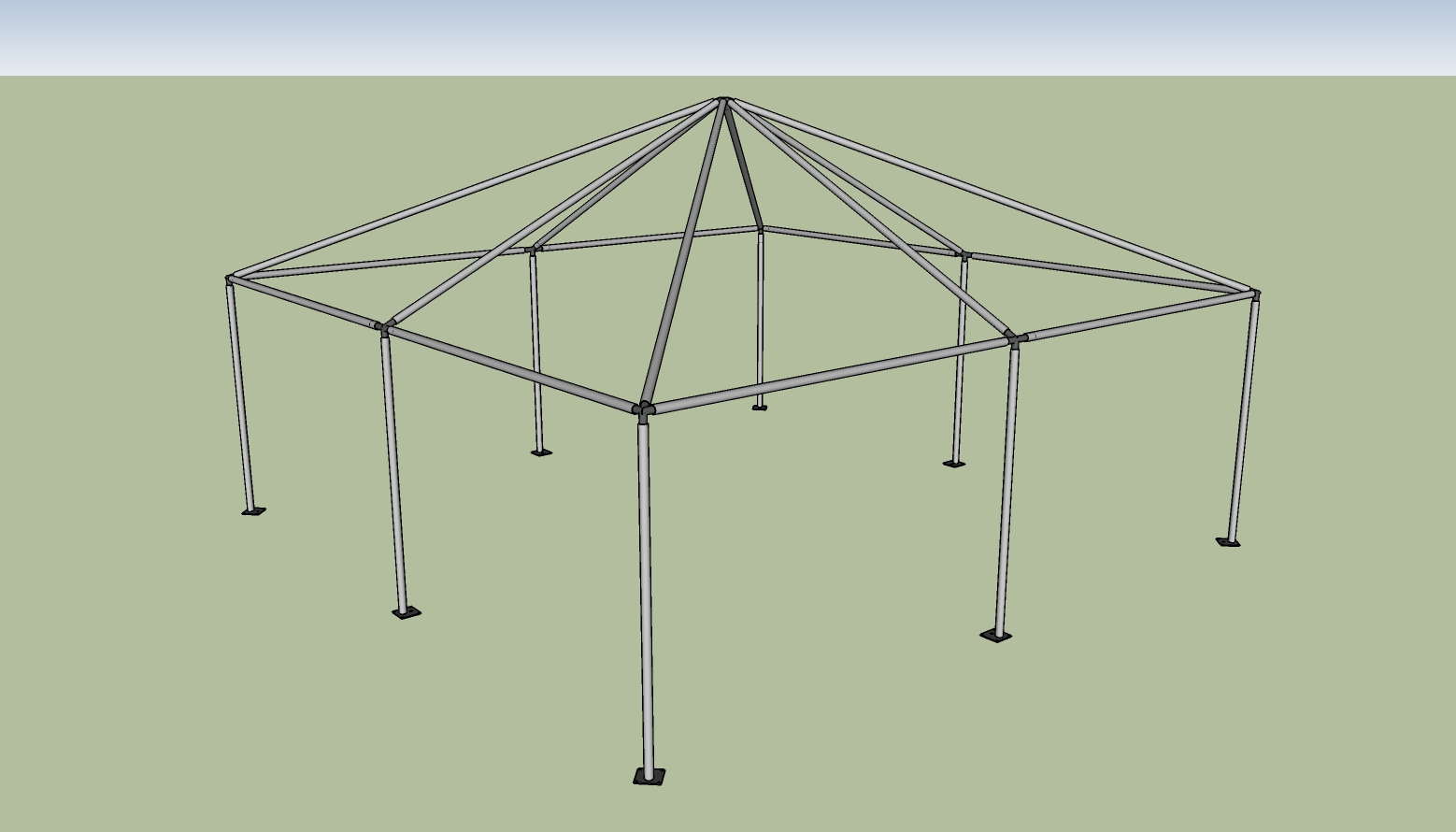 20x20 frame tent End View